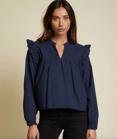 Nation Tilly Ruffle Blouse in Night Horizon - Estilo Boutique