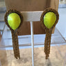 Nicole Romano gold tassel earrings with neon stone - Estilo Boutique