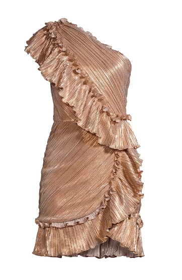 One33 The Mercer Ruffle Mini Dress in Bronze Metallic - Estilo Boutique