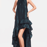 One33 The Naomi Jacquard High-Low Gown in Forest Green - Estilo Boutique