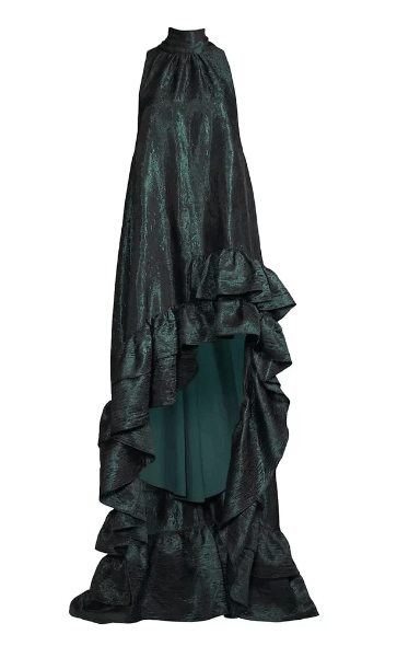 ONE33 Social | The Naomi | Forest Green Jacquard High-Low Maxi Gown ONE33 Social | The Naomi | Forest Green Jacquard High-Low Maxi Gown
