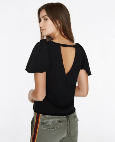 Pam & Gela Ruffle Sleeve Shrunken Sweatshirt in Black - Estilo Boutique