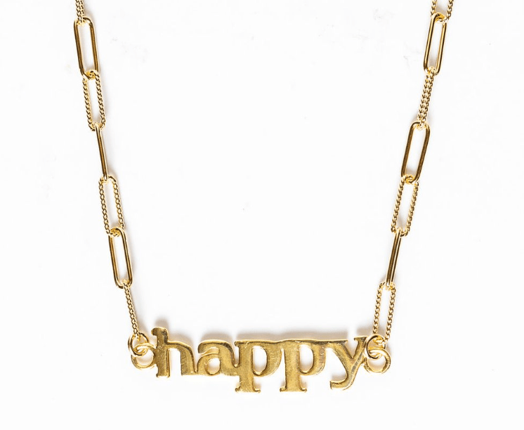 Paula Rosen Happy Necklace in Gold - Estilo Boutique