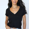 Perfect White Tee Bobby V Neck in Black - Estilo Boutique