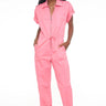 Pistola Jordan Short Sleeve Zip Romper in Pink Punch - Estilo Boutique