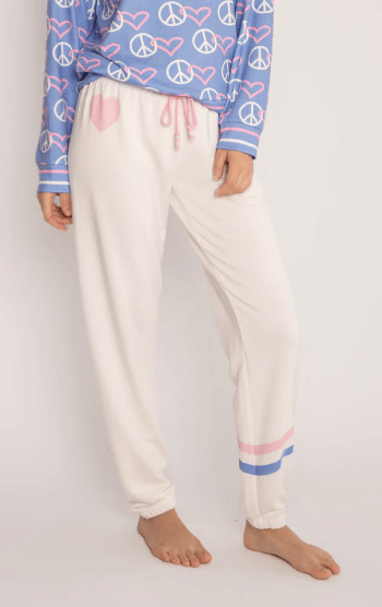 P.J. Salvage Peace and Love Banded Pant in Ivory - Estilo Boutique