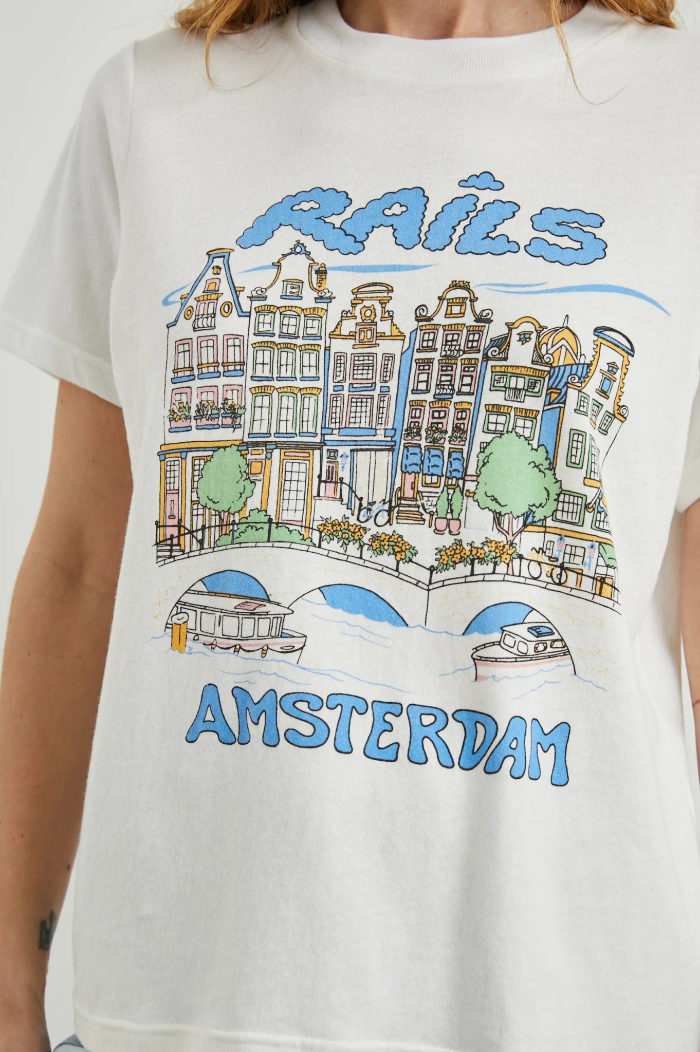 Rails Amsterdam Boyfriend T-Shirt in White - Estilo Boutique