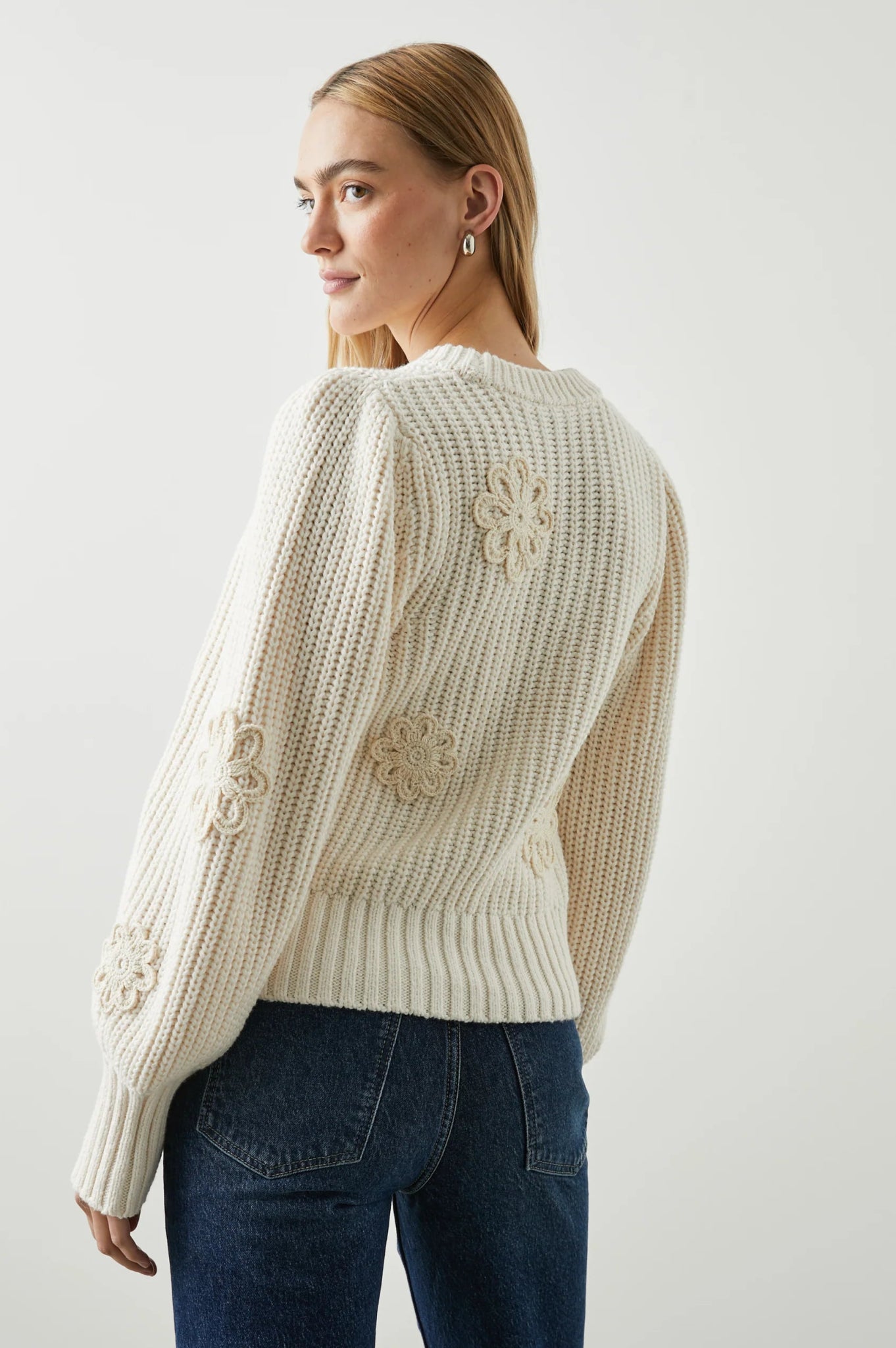 Rails Romy Crochet Daisy Sweater in Ivory - Estilo Boutique