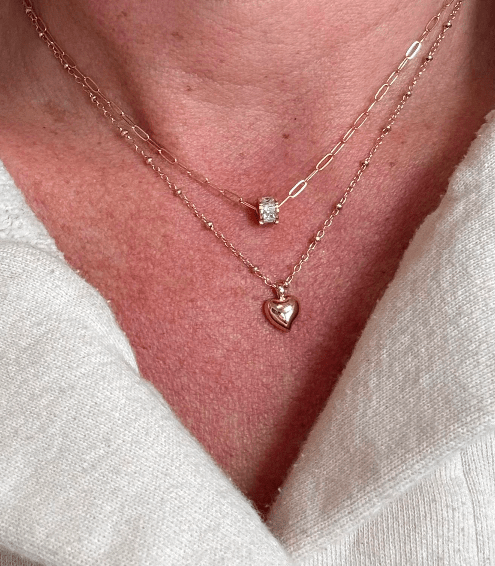 Ruby & Violet 14K Gold Filled Puffy Heart Necklace - Estilo Boutique