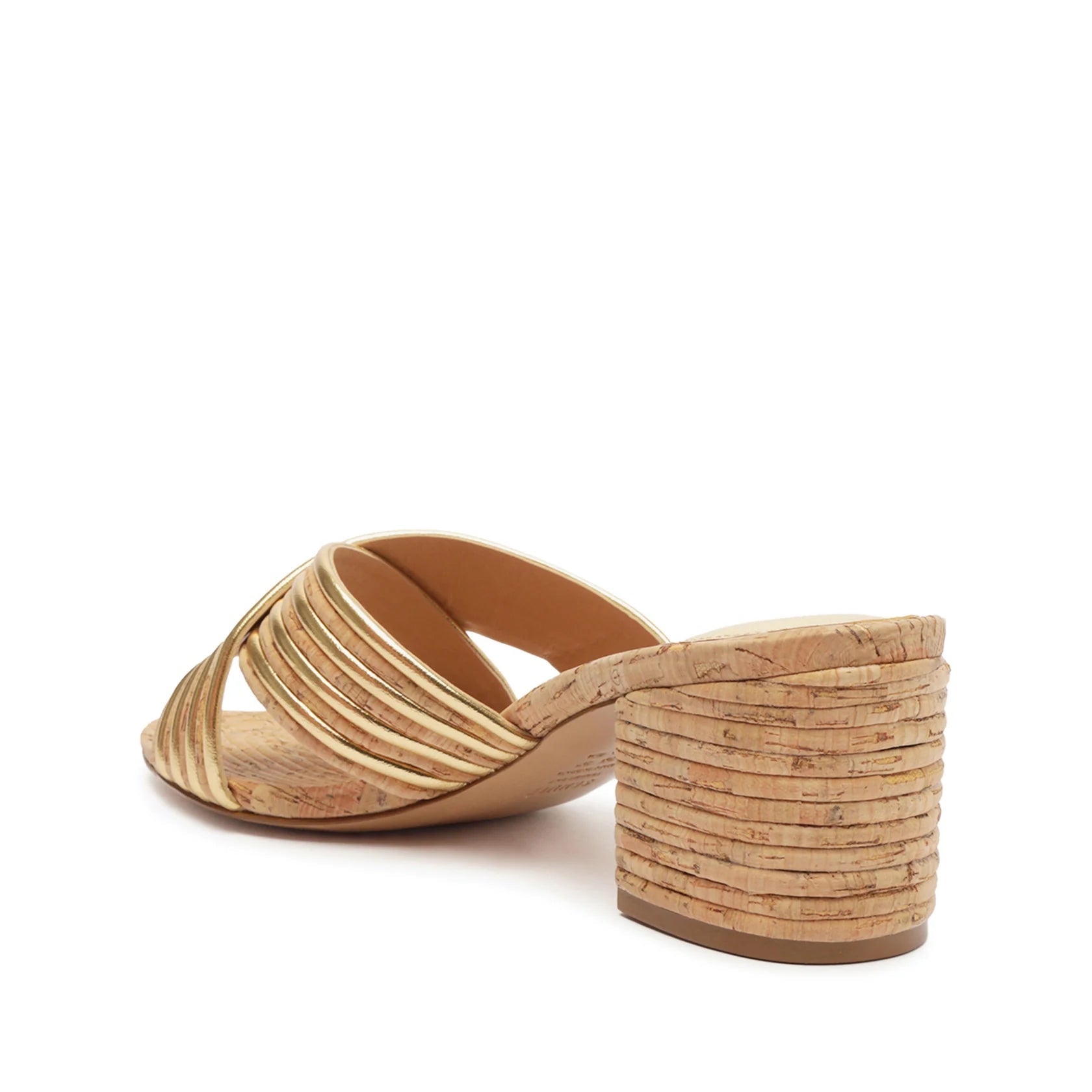 Schutz Latifah Mule Cork Sandal in Gold - Estilo Boutique
