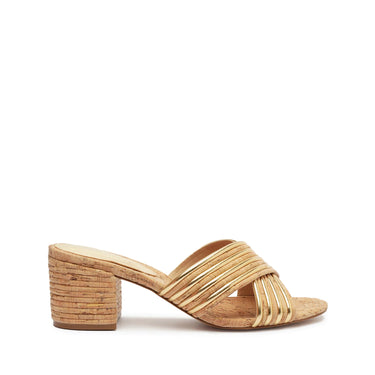 Schutz Latifah Mule Cork Sandal in Gold - Estilo Boutique