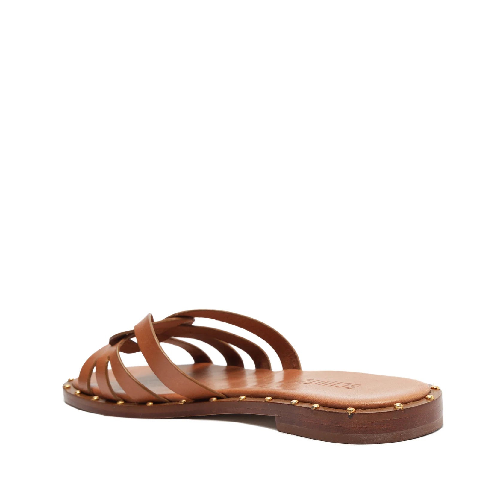 Schutz Phoenix Flat Leather Sandal in Brown - Estilo Boutique