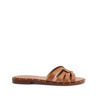 Schutz Phoenix Flat Leather Sandal in Brown - Estilo Boutique