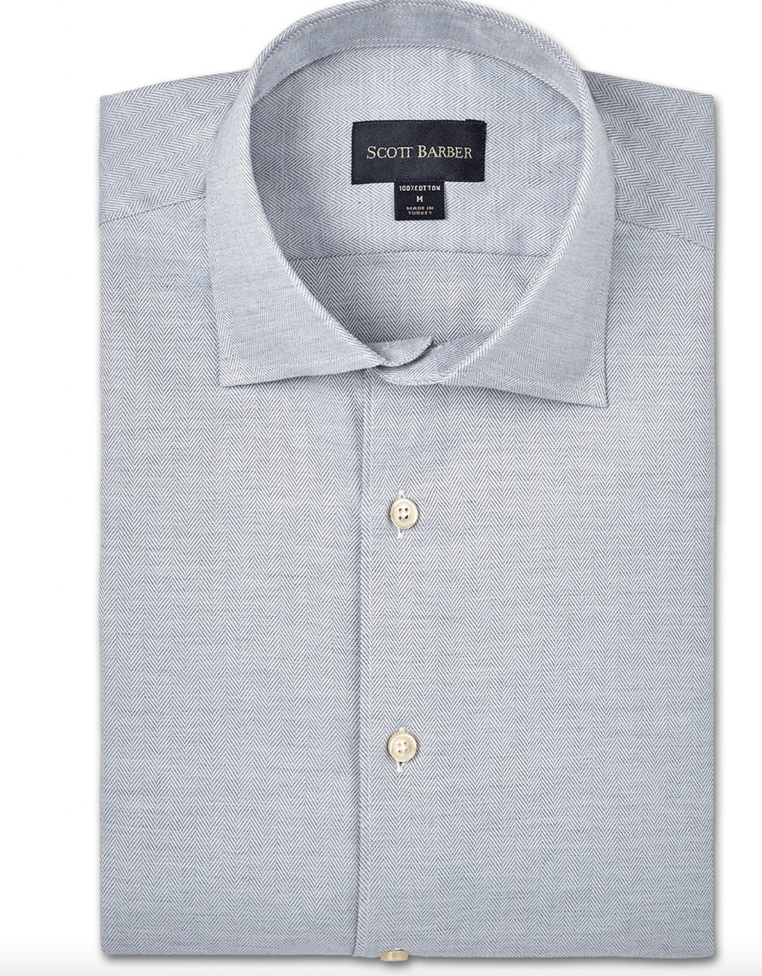 Scott Barber Herringbone Luxe Twill Shirt in Sky - Estilo Boutique