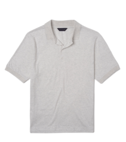 Scott Barber Linen/Cotton Polo in Silver - Estilo Boutique