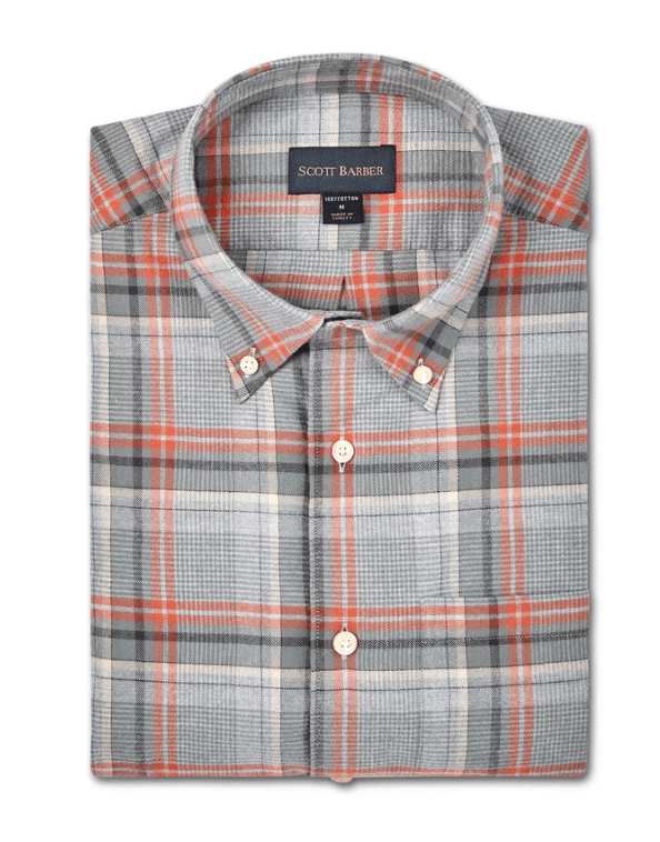 Scott Barber Plaid Shirt in Ochre - Estilo Boutique