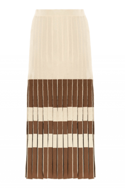 Sfizio Midi Skirt With Pleats Effect in Beige - Estilo Boutique