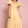 Sister Jane Marigold Jacquard Tiered Dress in Venetian Gold - Estilo Boutique