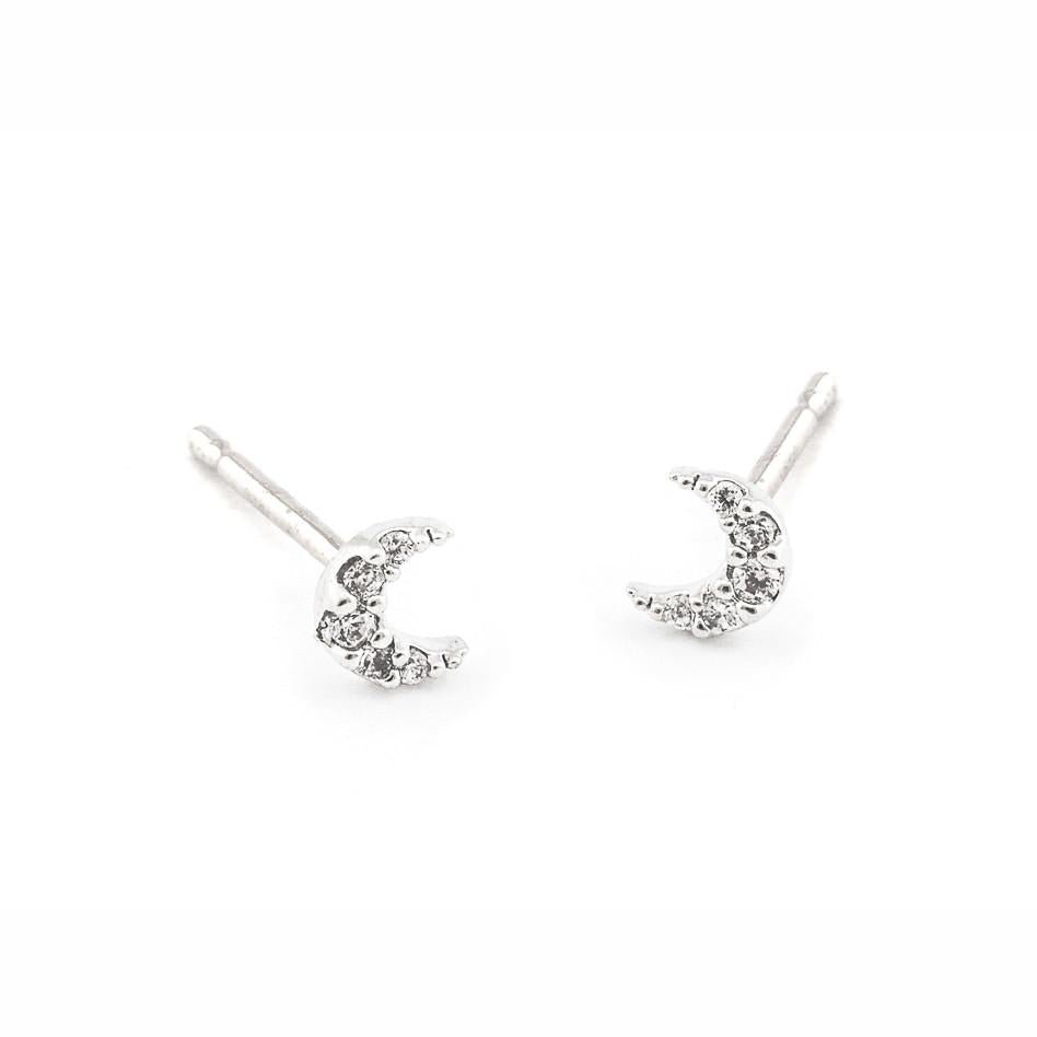 Tai Jewelry Mini Pave Moon Earrings - Estilo Boutique