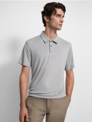 Theory Bron Polo Shirt in Grey Multi - Estilo Boutique