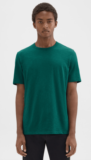 Theory Cosmos Slub Cotton Essential Tee in Foliage - Estilo Boutique