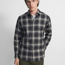 Theory Irving Shirt Cotton Flannel in Black Multi - Estilo Boutique
