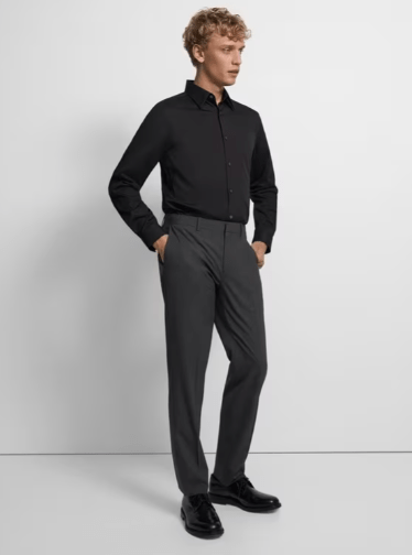Theory Mayer Pants in Stretch Wool in Charcoal - Estilo Boutique