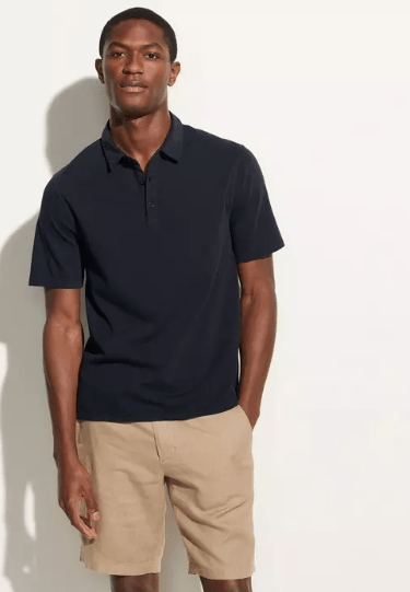 Vince Garment Dyed Polo in True Black - Estilo Boutique