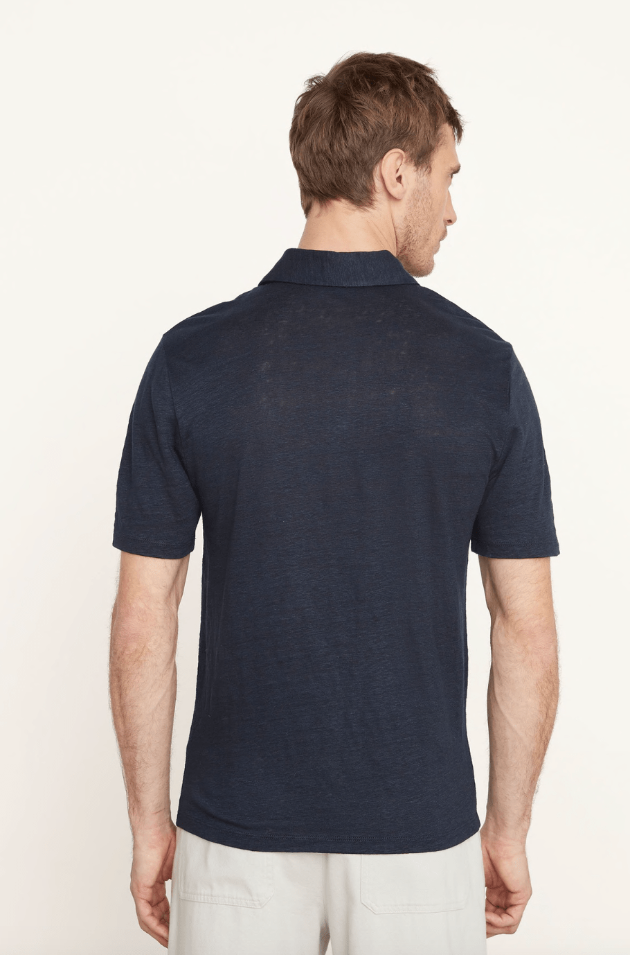 Vince Linen Polo Shirt in Coastal Blue - Estilo Boutique
