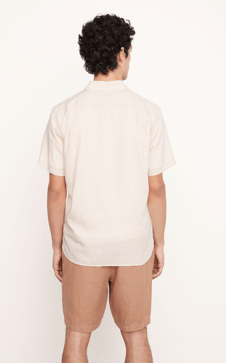 Vince Peninsula Stripe Short Sleeve Shirt in Warm Oat - Estilo Boutique