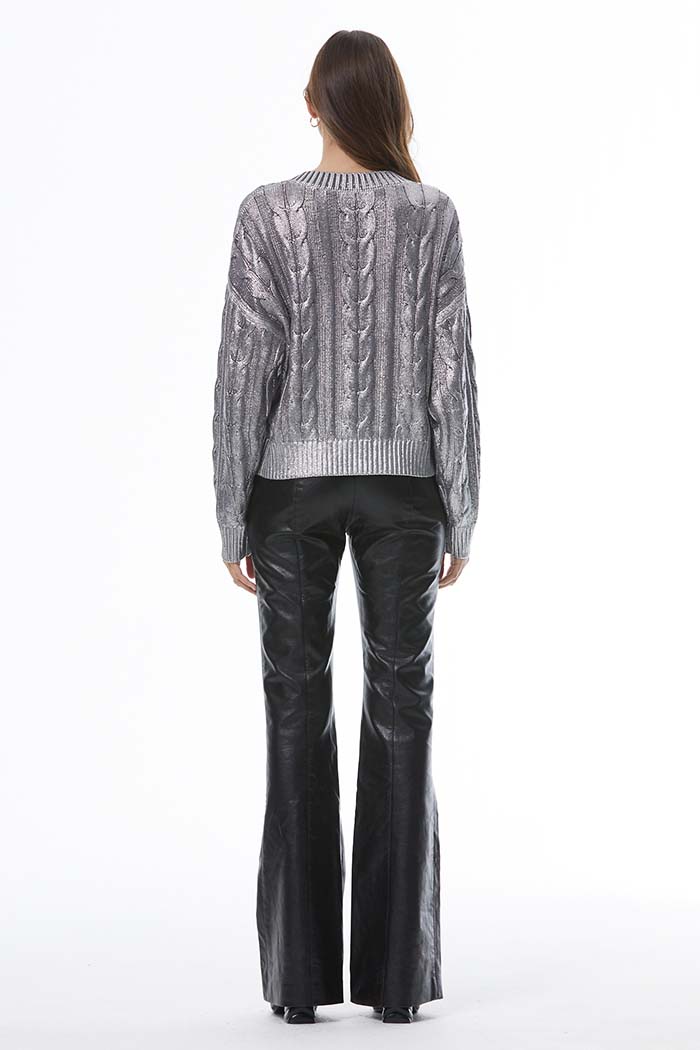 Young Fabulous & Broke Ellery Cable Sweater in Coal Foil - Estilo Boutique