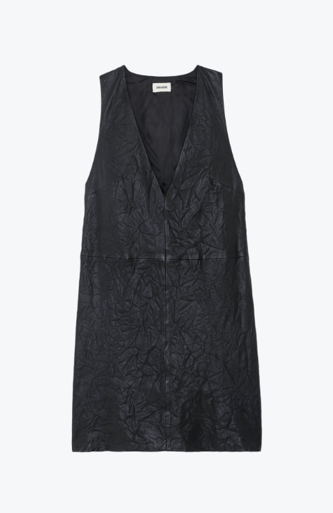 Zadig & Voltaire Rasha Crinkled Leather Dress in Black - Estilo Boutique